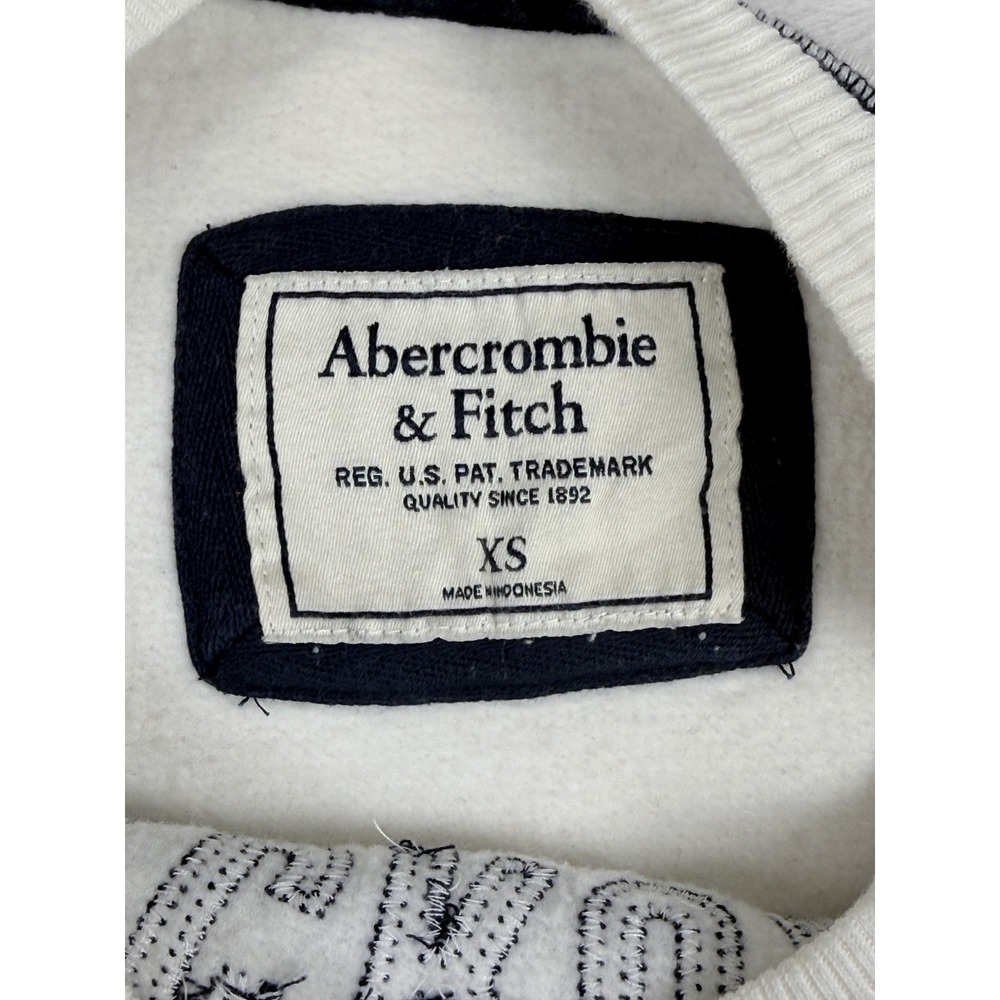 Y2K Style Abercrombie & Fitch Crewneck Long Sleeve Sweatshirt Womens XS White - Picture 3 of 10